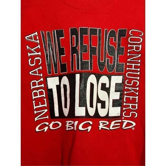 Vintage 90s We Refuse To Lose Nebraska Huskers Sweater - Picture 2 of 5
